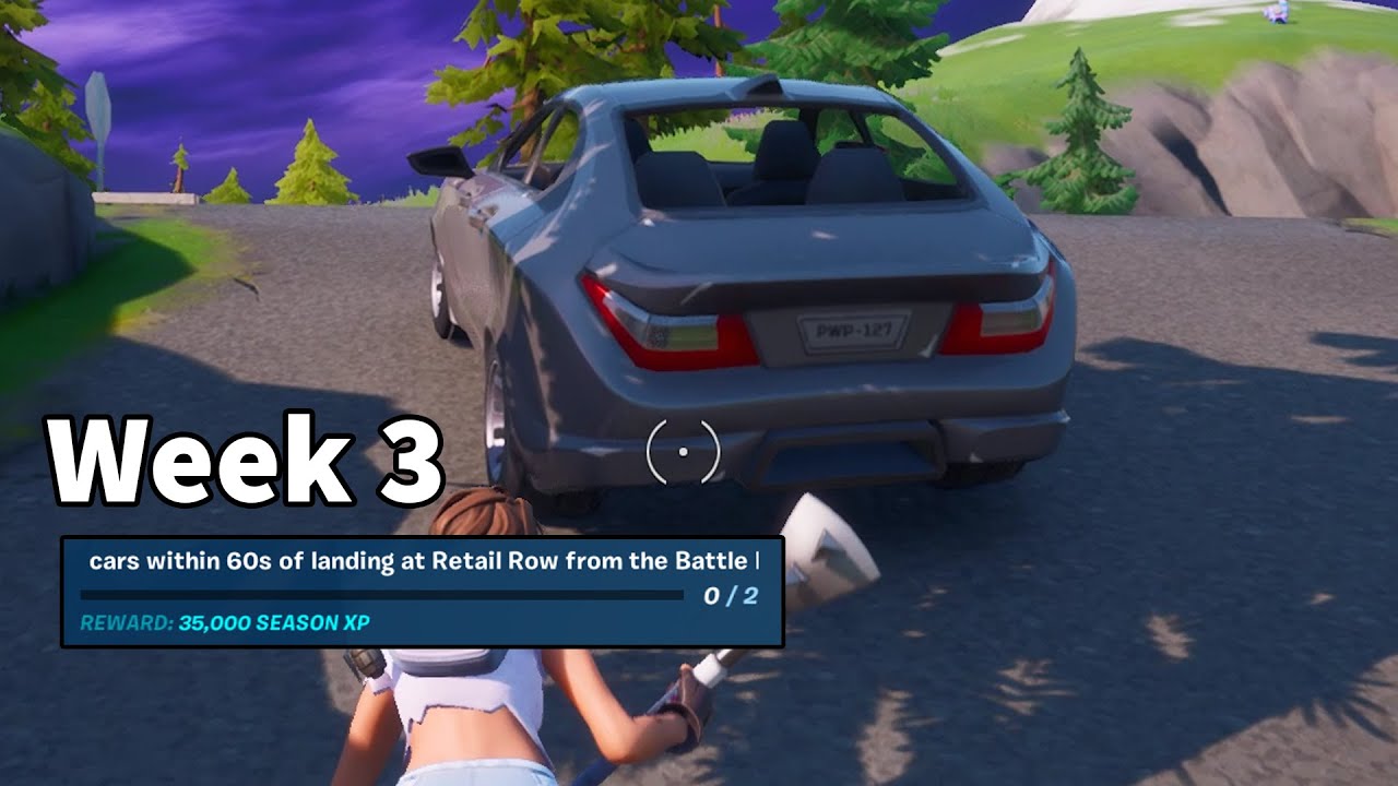 Destroy cars within 60 seconds of landing at Retail Row from the Battle Bus -    Fortnite Challenges