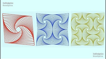 Square spiral Line Illusion - Geometric Tessellation String Art 3D