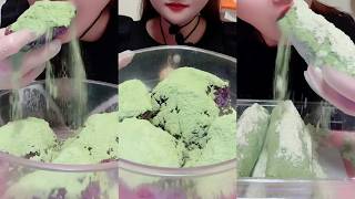 Asmr  Heavy Matcha Powdery Crunch Ice Block Ice Eating Asmr  Green Ice Mukbang   