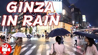 Walking Ginza Roadway in Rain on Pedestrian Day 2018 - 4K 60FPS HDR