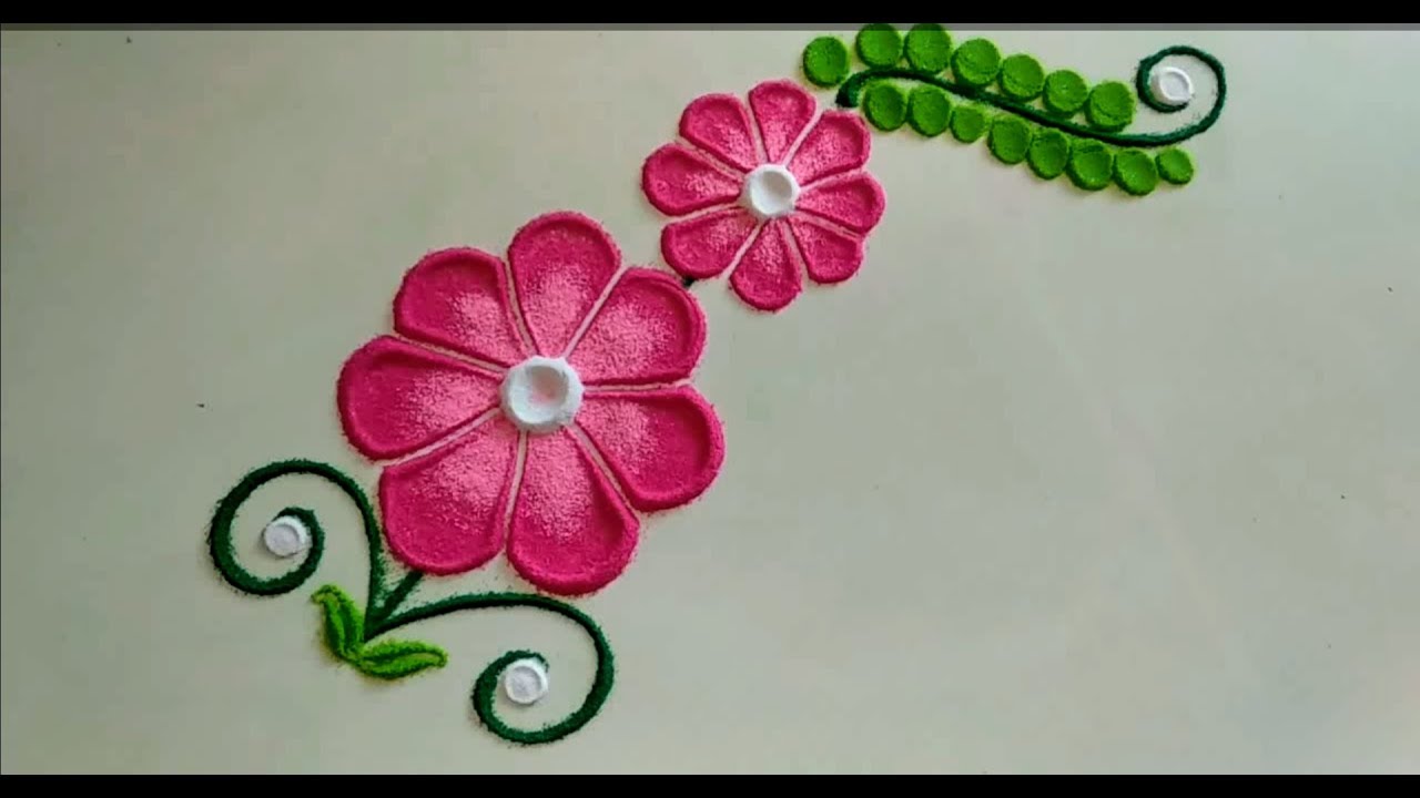 Easy and beautiful flower rangoli design - YouTube