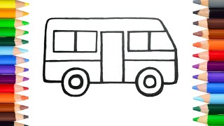 Cute bus drawing || How to draw a car || cute car drawing || @Cutedrawings01