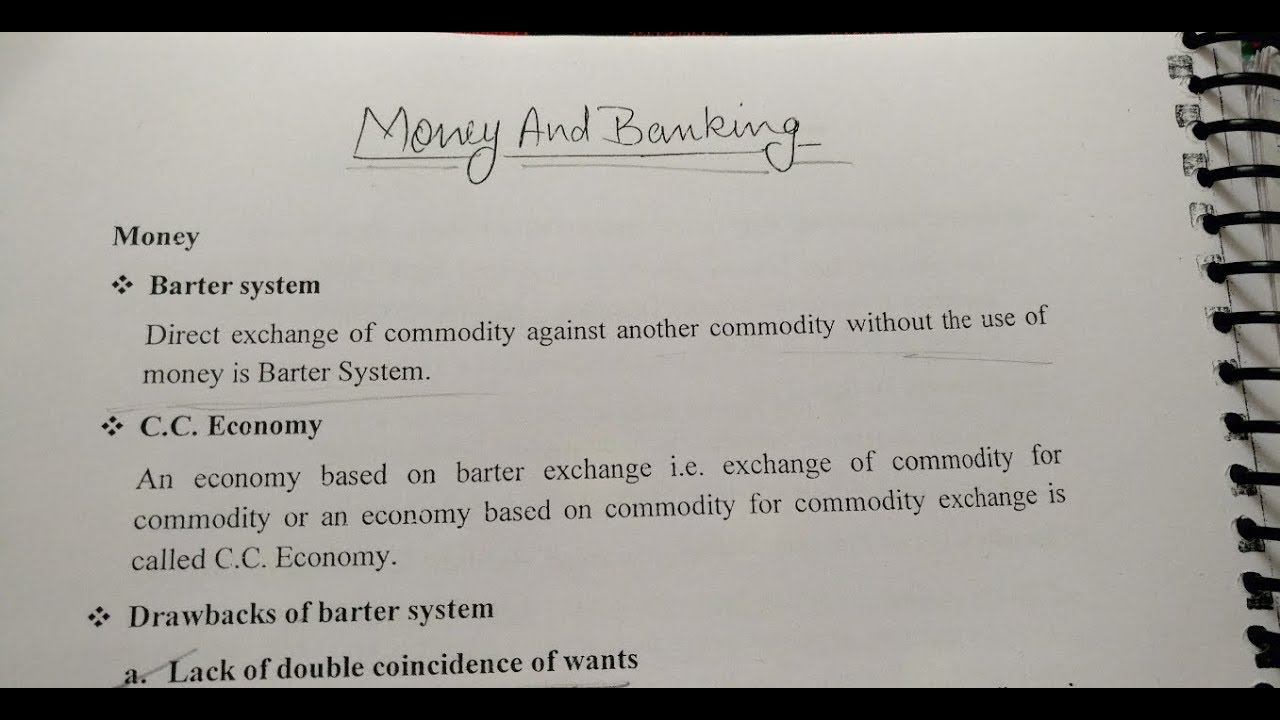 CBSE Class 12 MacroEconomics Quality Notes Money & Banking YouTube