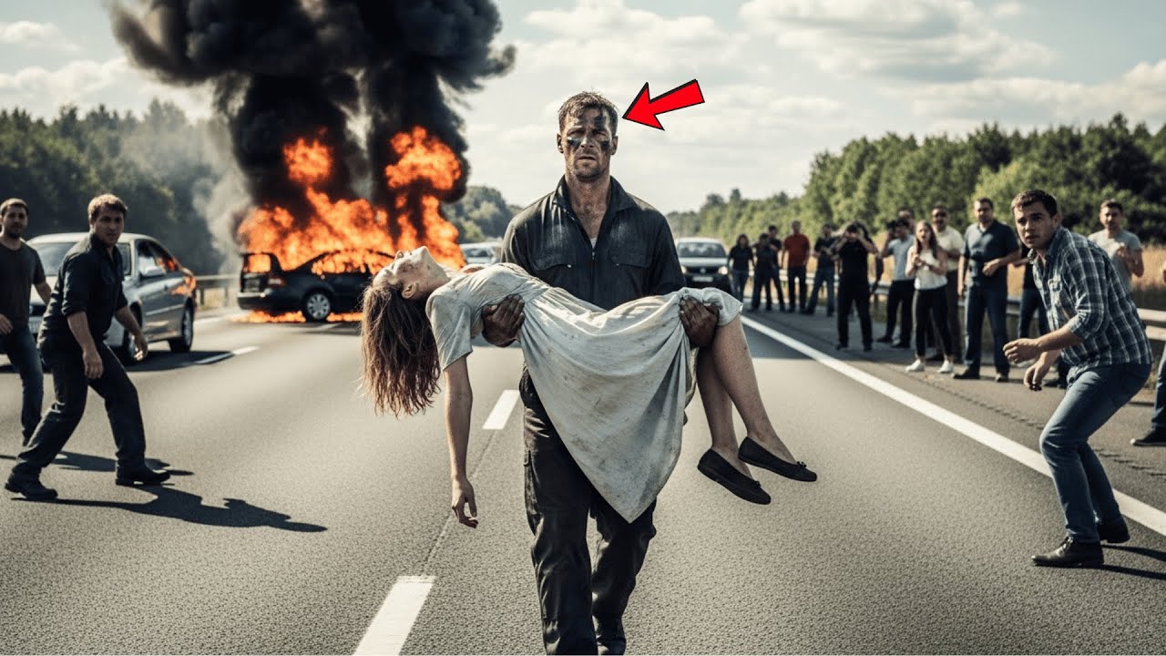 La Voiture De La Millionnaire A Pris Feu Sur La Route — Un Mécanicien Sans Abri Lui Sauva La Vie