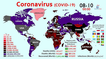 20 Million Coronavirus Cases & 700K Deaths Worldwide (Map Timelapse)