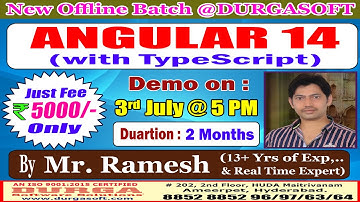 ANGULAR 14 Offline Training @ DURGASOFT