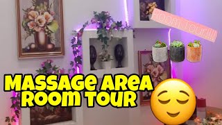 The massage area room tour