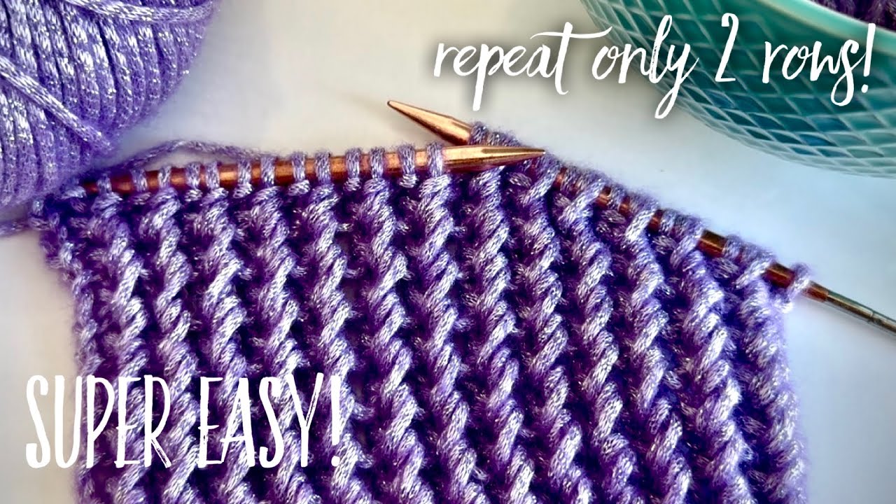 Repeat 2 rows! 💜 SUPER VOLUME! 💜Super easy knitting pattern