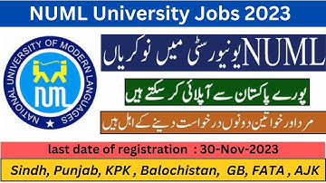 NUML University All Campuses Jobs 2023: Explore Exciting Career Opportunities | Apply Online Now |