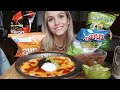 CHIPS AND CHICKEN ENCHILADA DIP MUKBANG!!! (chips and salsa) (guacamole)