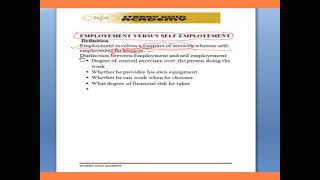 CITN  - INCOME TAX  Employment vs Self employment