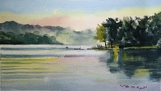 Lakeside - Watercolour Painting - Slow Life Art - By Vamos