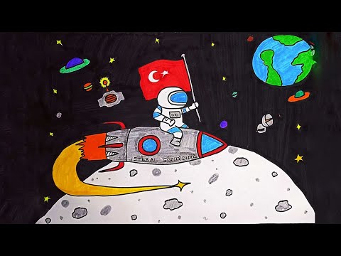 Kolay Uzay Resmi Çizimi 🚀  Uzay Resmi Nasıl Çizilir? 🚀 Easy Space Picture Drawing
