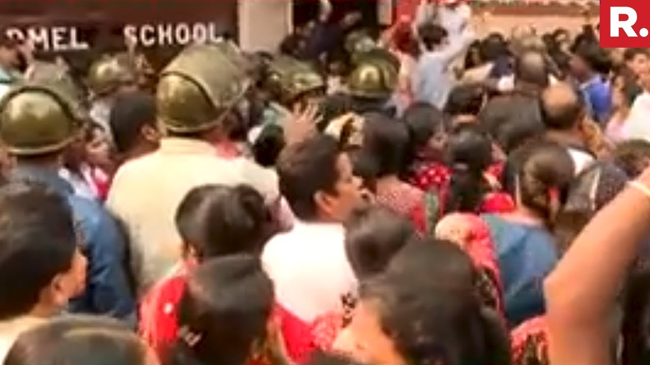 Massive Protest Outside Kolkata School