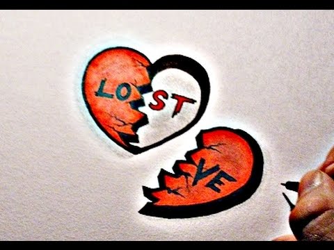 How To Draw LOST LOVE - BROKEN HEART DESIGN - YouTube