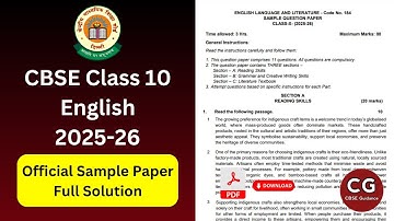 Class 10 English 2025-26 Sample Paper FULL SOLUTION | CBSE Official Sample Paper Explained