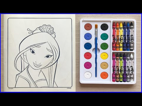Hình Công Chúa Để Tô Màu - Bộ màu sáp và màu nén siêu đẹp, tô màu công chúa - Coloring Disney princess @Chim Xinh Channel