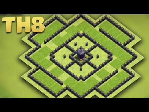 Clash Of Clans - Town Hall 8 Best Dark Elixir Base (TH8 Troll Farming Base) + Replays 2016