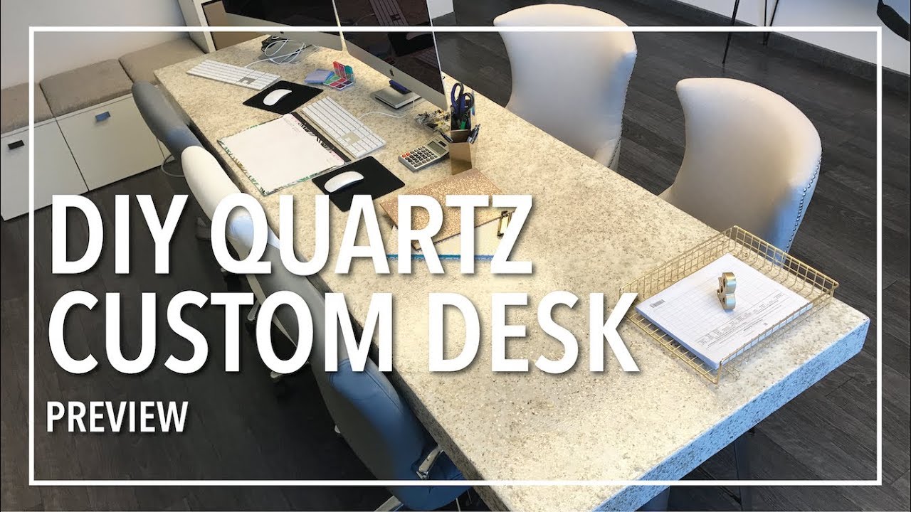 Diy Custom Built Quartz Desktop With Epoxy Preview Youtube