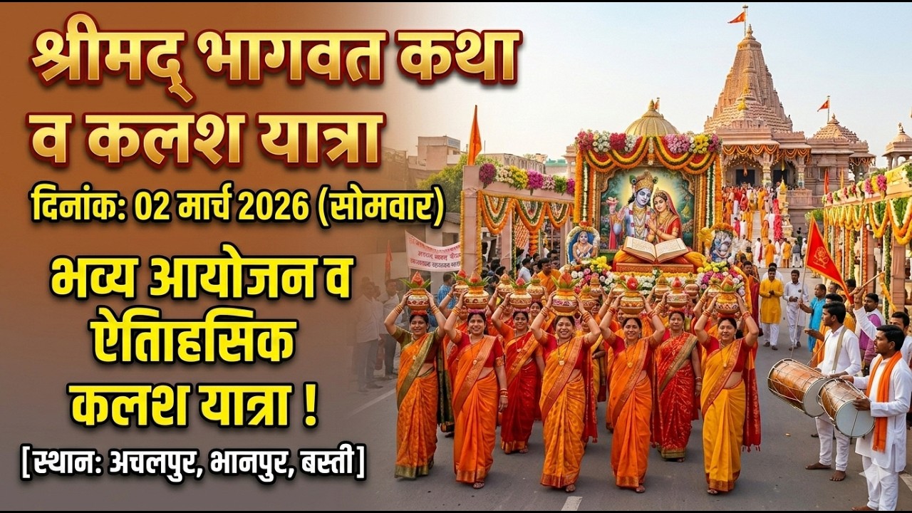 भव्य कलश यात्रा अचलपुर, भानपुर (बस्ती) | श्रीमद्भागवत कथा | पूज्य भोलेनाथ पांडेय जी महाराज,प्रयागराज