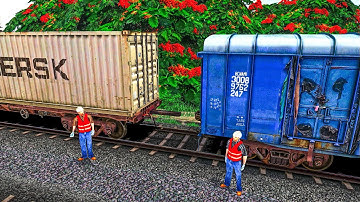 TRAIN SIMULATOR I CONTAINER WAGON COUPLING BCNA WAGON I BUMPY RAILROAD I Railwork 3 Gameplay