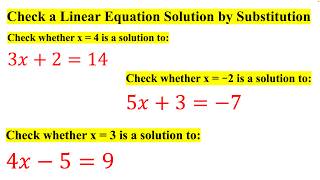 Check a Linear Equation Solution by Substitution