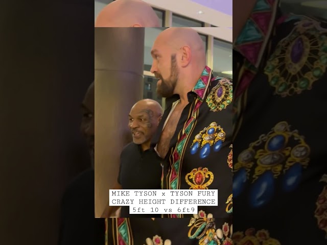 LOOK AT THE SIZE DIFFERENCE! | #miketyson  x #tysonfury  CROSS PATHS at #jakepaul v #tommyfury event class=
