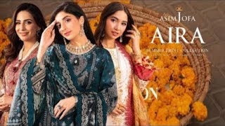 Asim jofa New Aira summer print Lawn collection 2024||3pc print Embroidery summer collection 2024