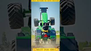 Girls Driving Tractor V's Boys Driving Tractor #shorts #tractor #driving screenshot 4