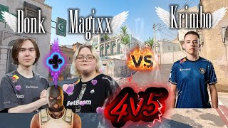 Is 4v5 vs donk Actually WORSE?! 🤯 DONK + magixx vs krimbo & hyped (CS2 Demo)