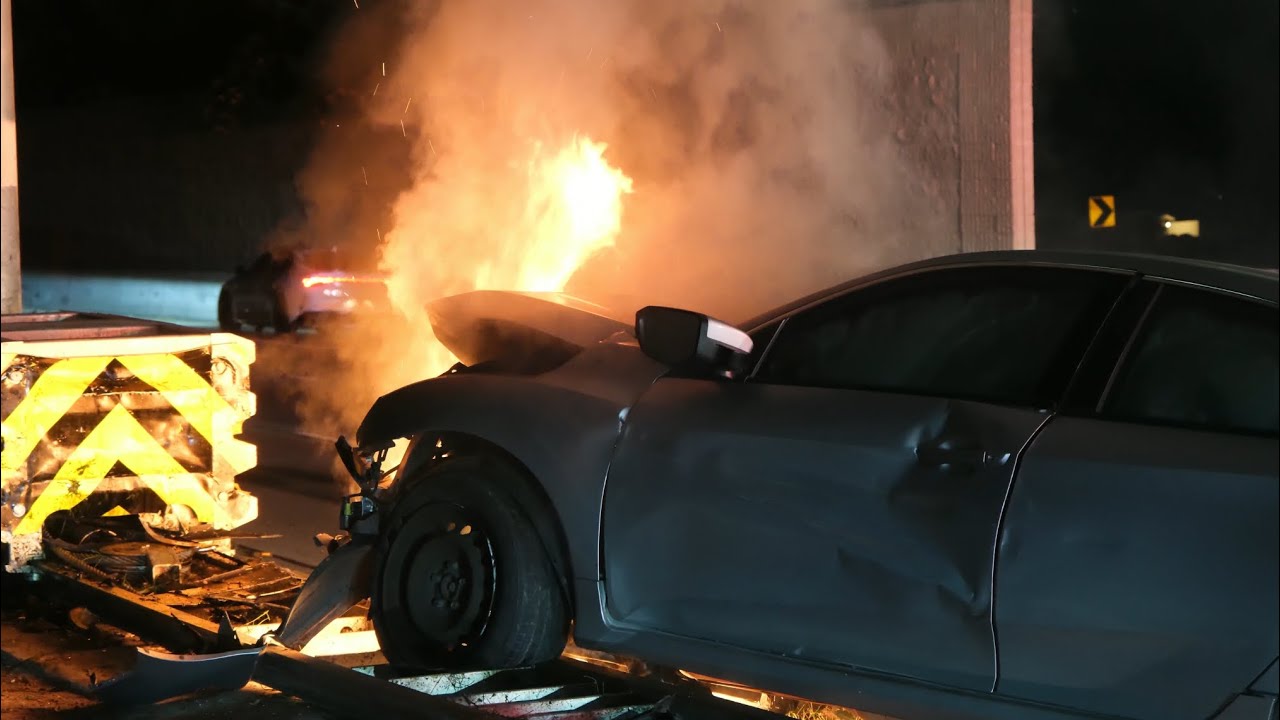 Fiery Crash On 101 Freeway Sends Driver To Hospital - YouTube