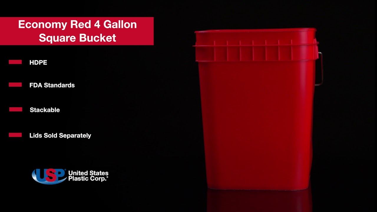Economy Red 4 Gallon Square Bucket | U.S. Plastic Corporation®
