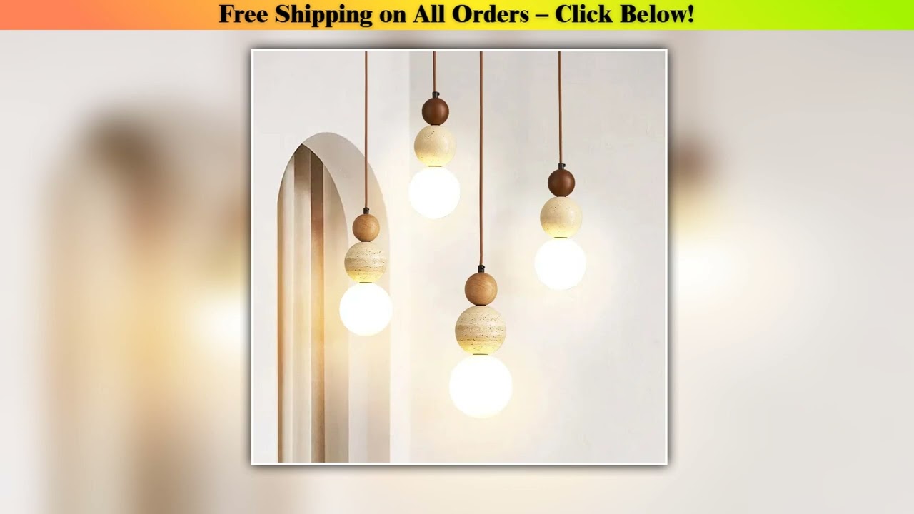 Cream Style Pendant Lamp Bedroom Bedside Led Chandelier Stone Wood Light Designer Bauhaus Medieval