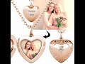 Birthstone Heart Photo Locket Necklace Rose Gold 