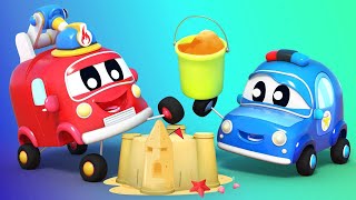 Build a SANDCASTLE with BABY TRUCKS - Learning cartoons with trucks in Car City