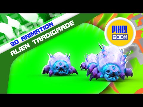 Green Screen Alien Tardigrade Monster 3D Animation - PixelBoom