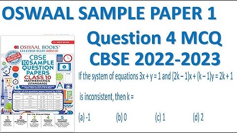 if the system of the equation 3x + y = 1  and (2k - 1)x + (k - 1)y = 2k + 1 is inconsistent then k =