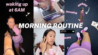 PRODUCTIVE MORNING ROUTINE ☀️ waking up at 6am, workout, journaling + skincare!