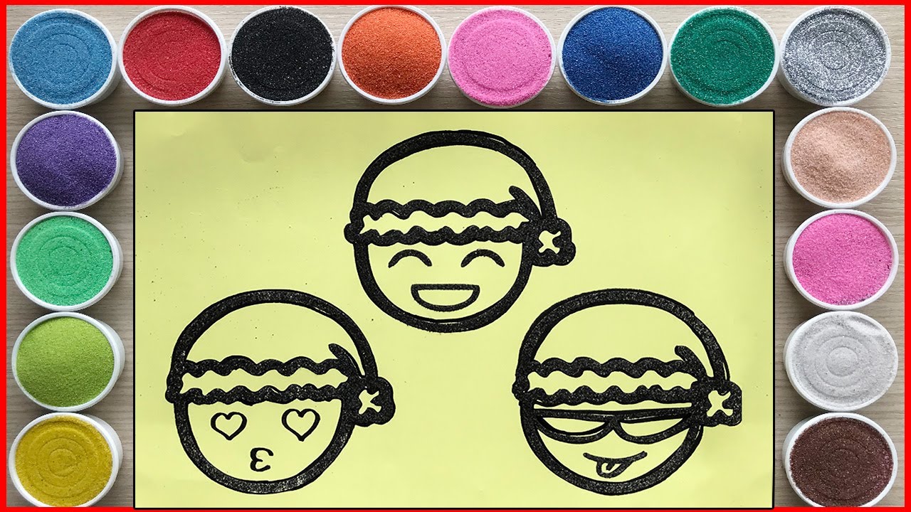 TÔ MÀU TRANH CÁT KHUÔN MẶT CẢM XÚC - Sand painting cute emoji 