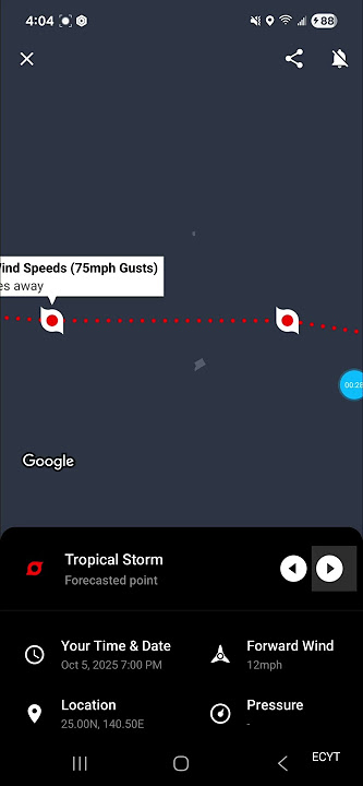 Tropical Depression 28 Approaching Iwo Jima