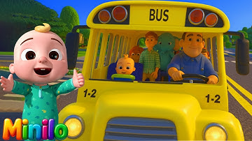 Wheels on the Bus Remix | Nursery Rhymes + Kids Songs | Minilo