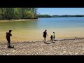 Family picnic at the lake