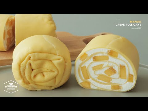 망고 크레이프 롤케이크 만들기 : Mango Crepe Roll Cake Recipe | Cooking tree
