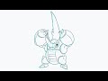 Cómo Dibujar a Mega Heracross de Pokémon 🪲💥🔵 | Tutorial Fácil en 8 Pasos