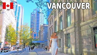 🇨🇦 【4K】☀️  Downtown Vancouver BC, Canada.  Relaxing Walk.  Amazing Sunny Day. September  2023.