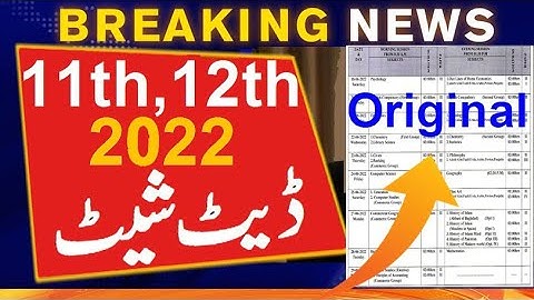 1st year date sheet 2022 - 11th Class Date Sheet 2022  - 2nd year date sheet 2022- 12th Class Date