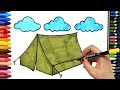 How to draw tent | Colors | Drawing and Painting | How to color | Coloring for children