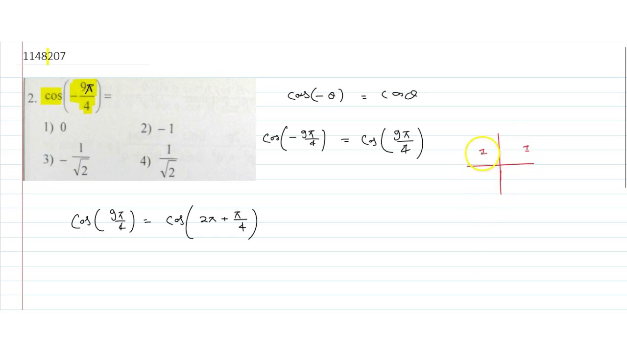Cos 9pi 4 Youtube