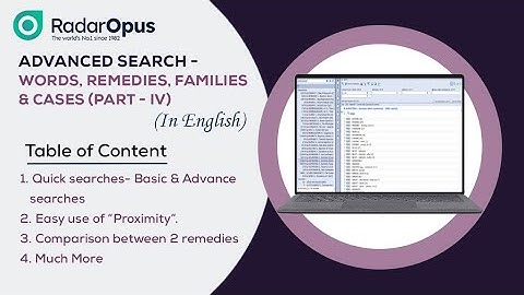 RADAROPUS ADVANCED SEARCH - WORDS, REMEDIES, FAMILIES & CASES (VIDEO-4, English)