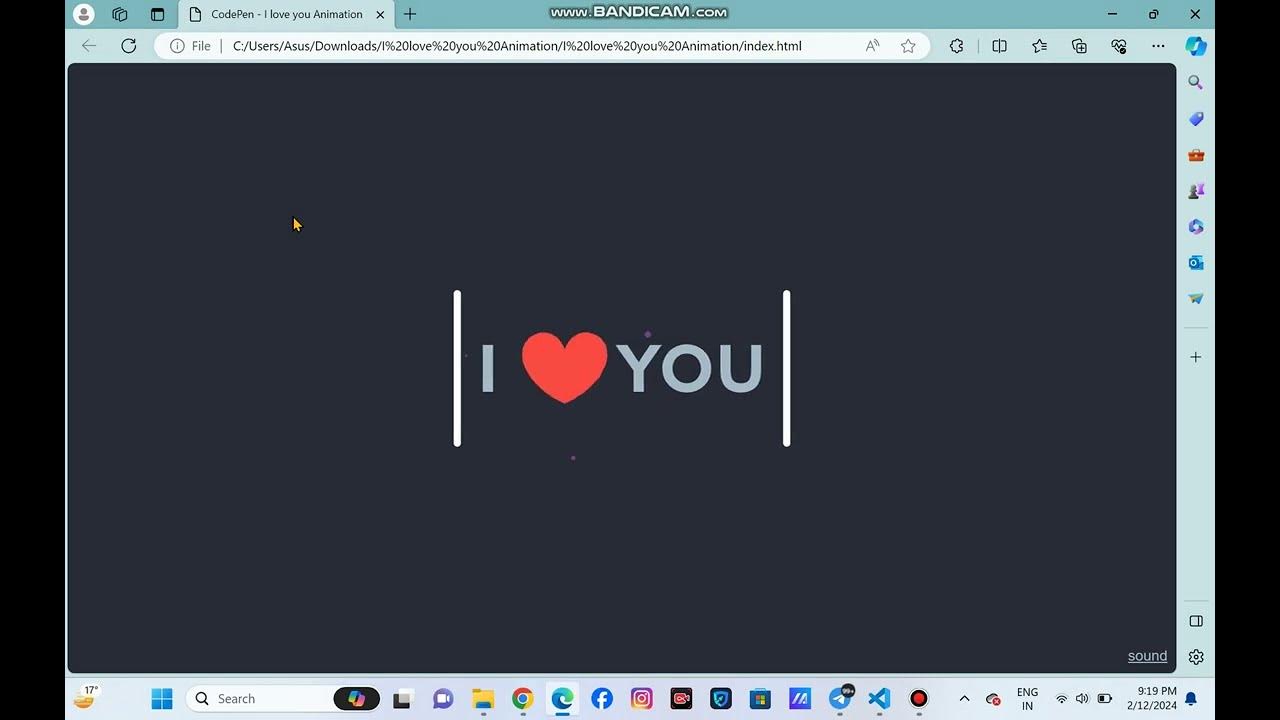 I love you animation using html and css & js | Valentine's Day 2024 # ...
